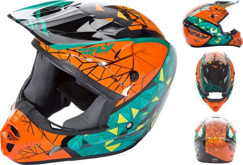 Fly racing kinetic crux helmet yl teal/orange/black