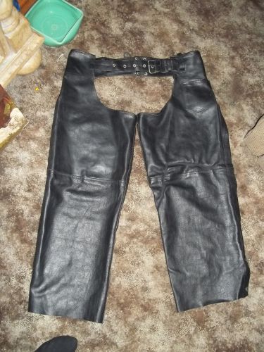 Men&#039;s heavy custom made black leather chaps xxxl 3 pounds 3 ounces beautiful!!