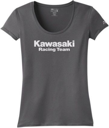 Factory effex logo womens scoop neck short sleeve t-shirt kawasaki gray/white
