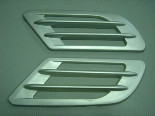 Car hood side fender air flow scoop decoration cover silver x 2 pieces