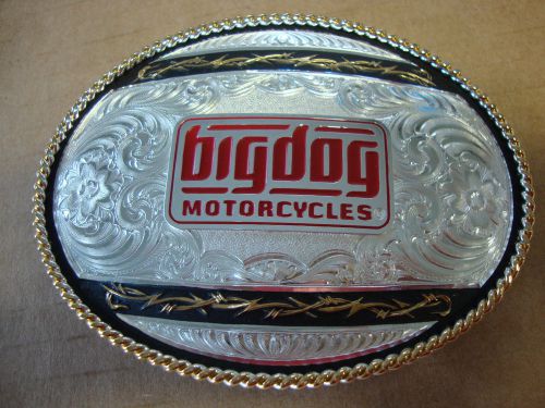 Big dog montana silversmith belt buckle red logo gold/silver/black barb wire