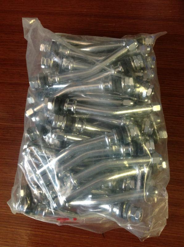 Bag 50 tire valve stems steel long angled 4" bolt in implement dually stems