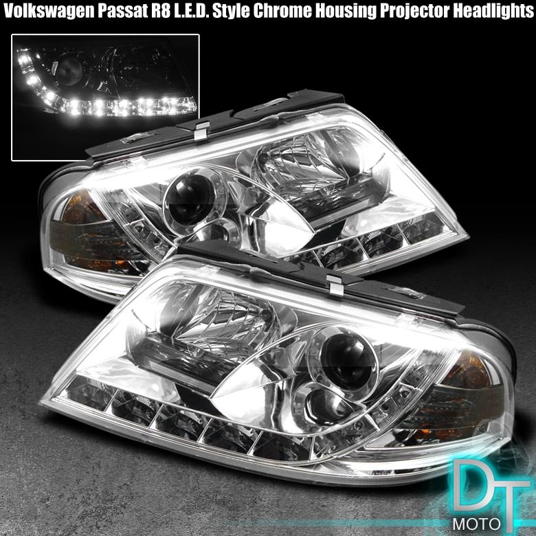 01-05 vw passat clear projector headlights +daytime led running lights lamps