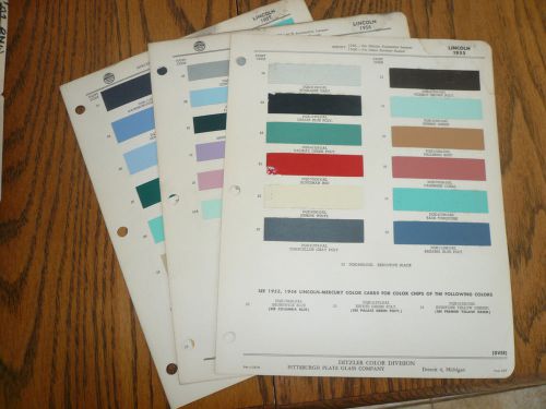 1955 1956 1957 lincoln ditzler color chip paint samples