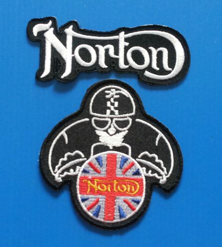 2 lot norton motorcycle 3.5inch embrodered iron or sewn patches w/ free shipping