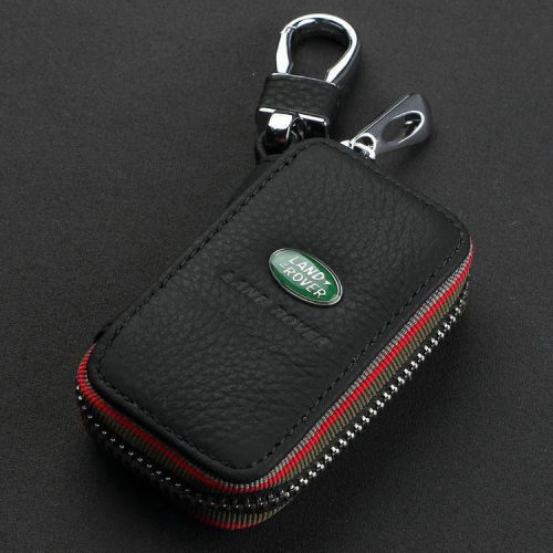 New genuine leather cowhide car key holder chain zipper case bag for land rover
