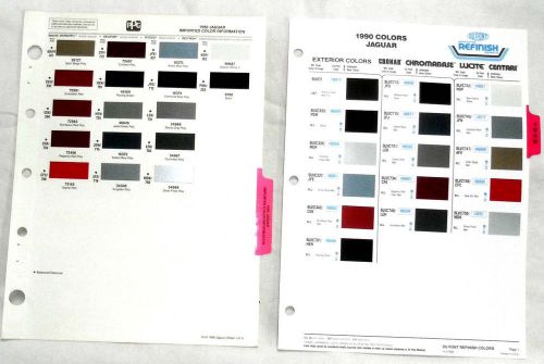 1990 jaguar ppg and dupont  color paint chip charts all models  original