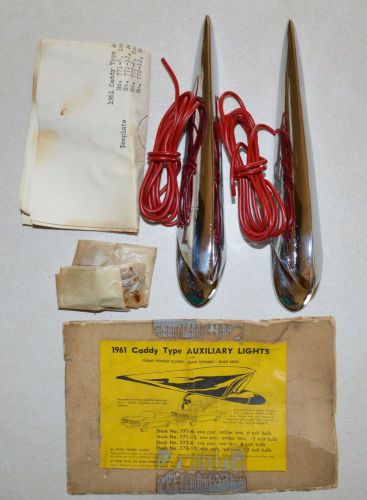 1961 caddy type auxiliary lights &#034;vintage aftermarket accessory&#034; rare