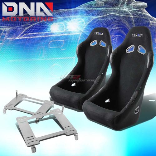 Nrg black cloth bucket racing seat+full stainless bracket for 05+ gt500 mustang