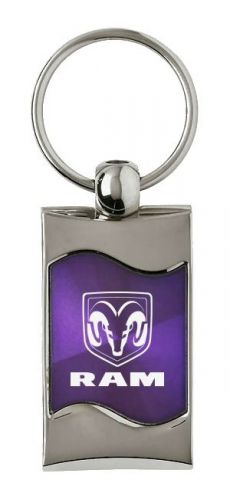 Premium chrome spun wave purple dodge ram word genuine logo key chain fob ring