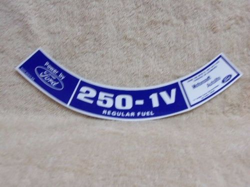 1974 ford maverck 250 - 1 v regular fuel air cleaner decal