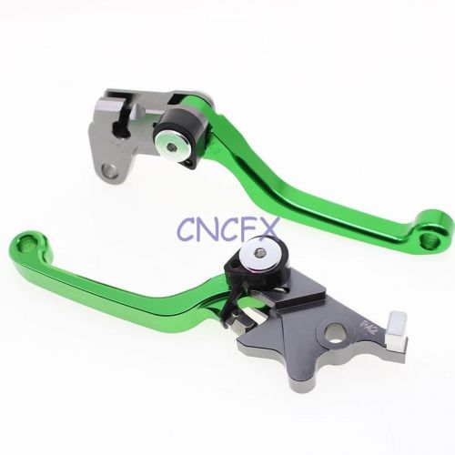 Cnc pivot brake clutch levers for kawasaki kx250f 450f 2005-2015 06 07 08 green