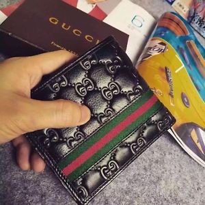 Free men&#039;s new gucci mens guccissima leather web ribbon bifold wallet auth!