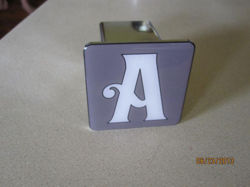 A letter fancy initial - 2" tow trailer hitch cover plug insert