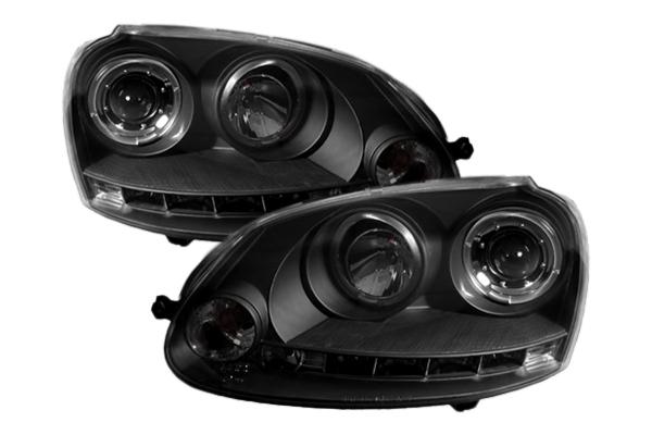 Spyder vg06hl black clear halo projector headlights head light w leds