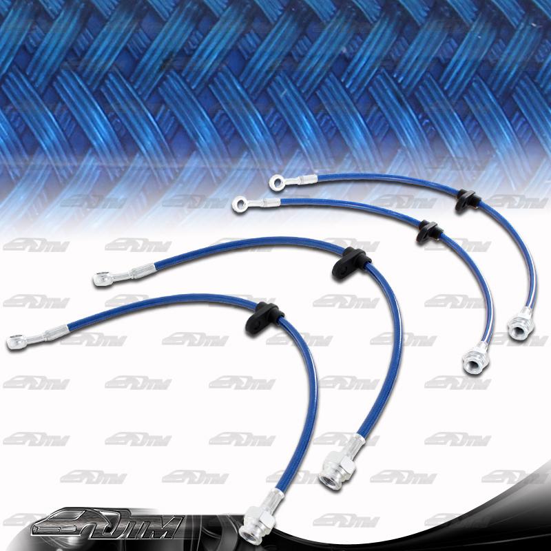 2001-2006 bmw 3-series front & rear stainless steel brake lines - blue