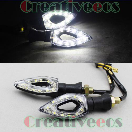 2x white motorcycle scooter turn signals led turn signal indicators lights lamp