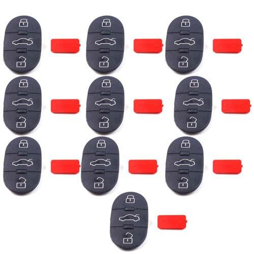 10pcs replacement remote key fob 4/3+panic oval button pad for vw touareg repair