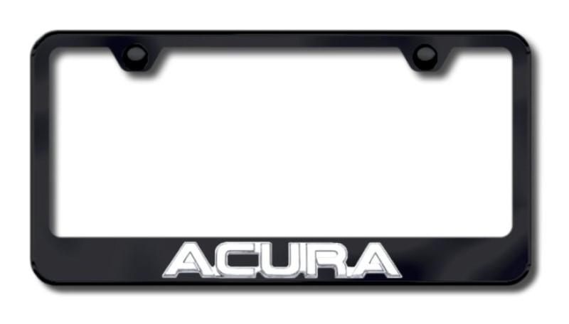 Acura 3d chrome on black license plate frame -metal made in usa genuine
