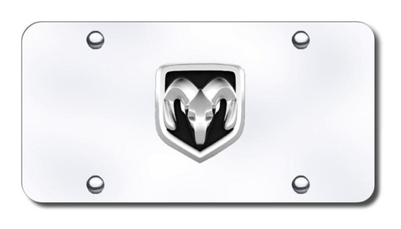 Chrysler ram oem logo chrome on chrome license plate made in usa genuine