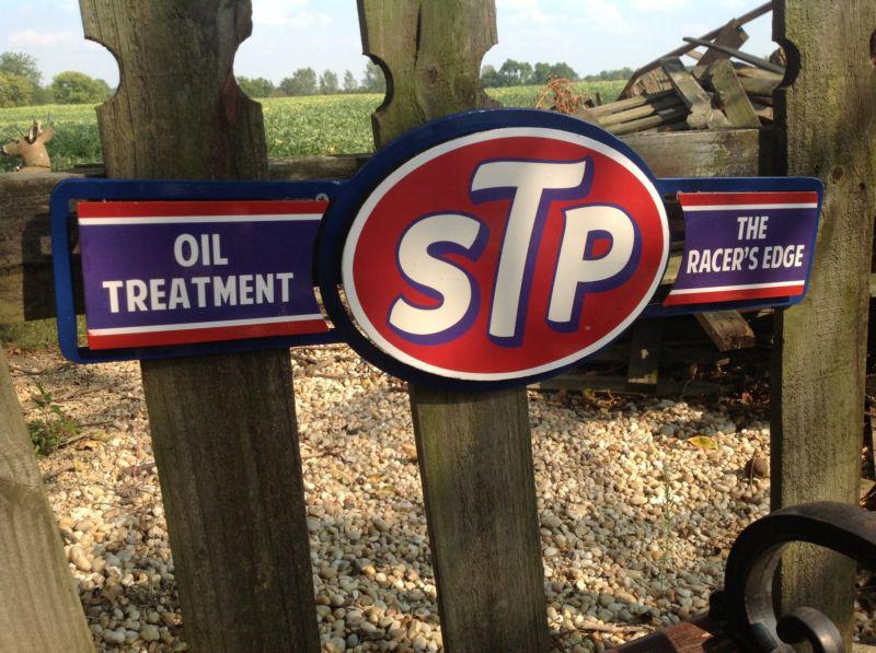Huge stp oil 3-d service station metal sign 24x8+" gas pump station oil 76 gulf