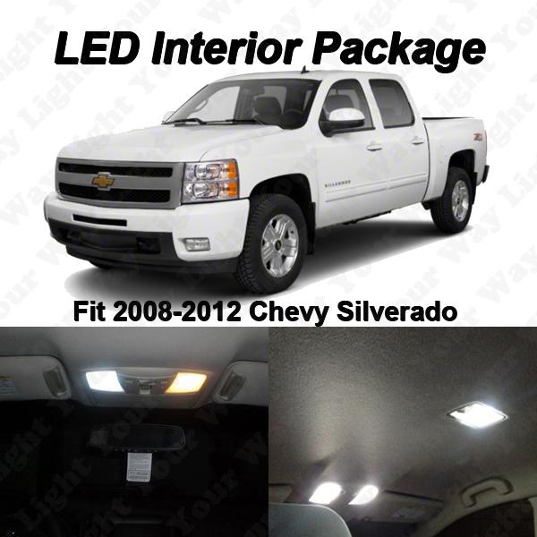 8 pieces xenon white led lights interior package for 2008-2012 chevy silverado