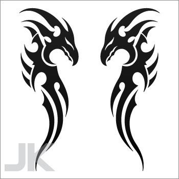 Decal sticker dragon pair of dragons tribal tattoo style 0502 xxfz3