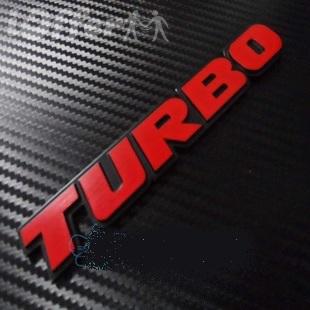 Car metal badge emblem 'turbo' 3d logo red 