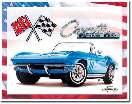 1965 corvette sting ray logo vintage style tin sign hot rod new usa made