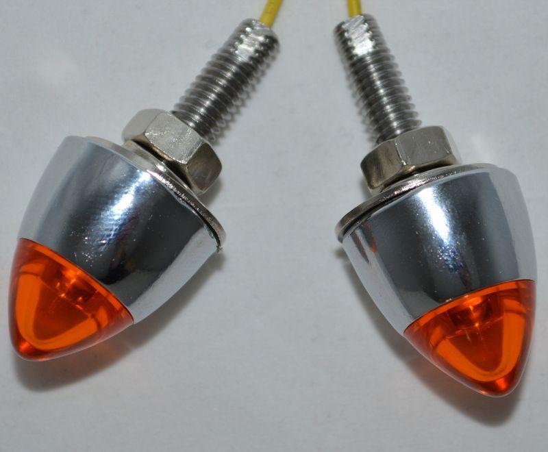 2 chrome "amber" led motorcycle license plate frame bolts - lic fastener screws