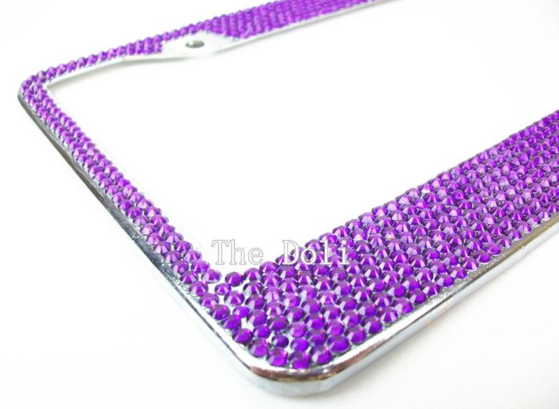Purple bling bling crystal rhinestone handmade u.s. license plate frame