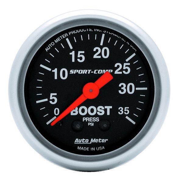 Auto meter 3304 sport comp 2 1/16" mechanical boost gauge 0-35 psi
