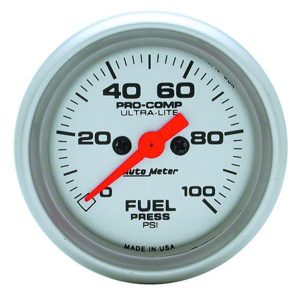 Auto meter 4363 ultra lite 2 1/16" electric fuel pressure gauge 0-100 psi