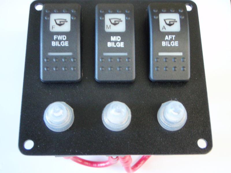 Bilge switch panel psbc-31-bk fwd mid aft bilges on/off lighted carling contura