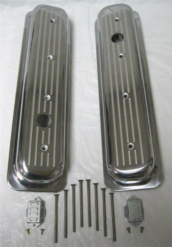 Whole sale close out sb chevy polished center bolt ball milled valve covers sbc