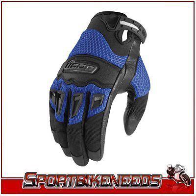 Icon twenty-niner blue black leather gloves new large lg