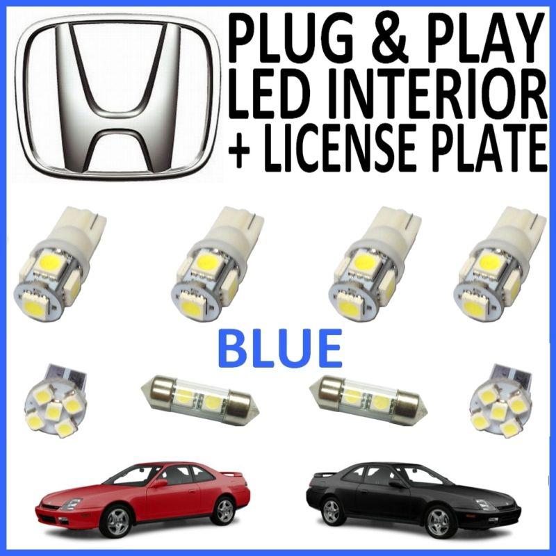 8 piece super blue led interior package kit + license plate tag lights hl1b