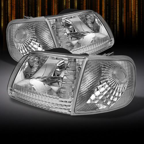 97-03 f150 97-02 expedition crystal chrome headlights+corner signal lights lamps