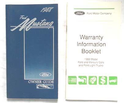 1988 ford mustang   owners manual original