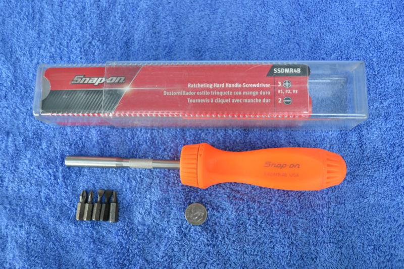 Snap on tools new orange hard handle ratcheting screwdriver ssdmr4b 1/4"