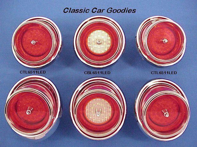 1965 chevy impala custom led tail light kit (6) inc. bezels