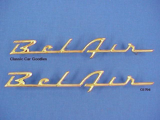 1957 chevy "belair" gold side scripts new pair
