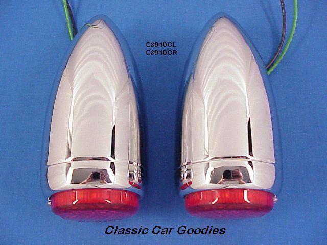 1939 chevy led tail lights (2) chrome street rodder