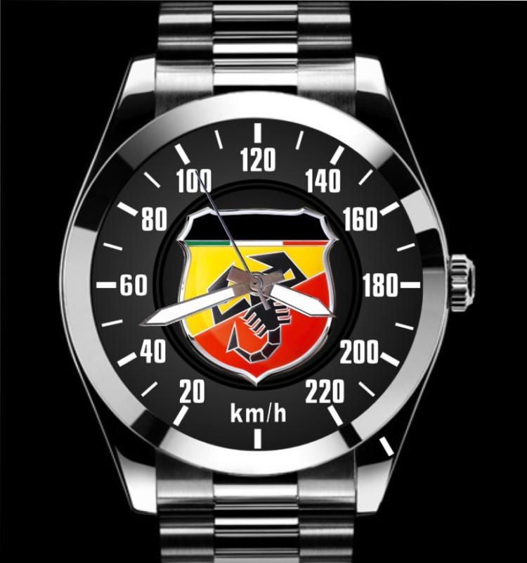 Fiat abarth 500 220 km/h speedometer meter auto art chrome watch