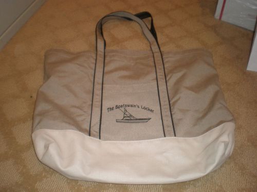 The boatswain&#039;s locker boat tote 15&#034;  canvas / vinyl bag with handles beige nice