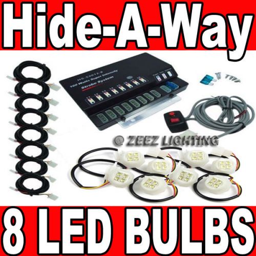 160w 8 led bulb white hide-a-way emergency hazard warning flash strobe light c99