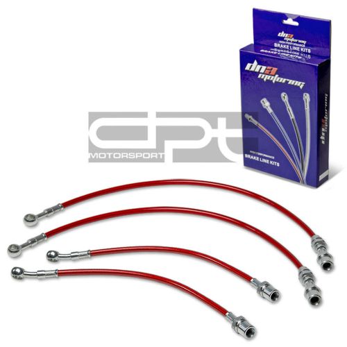 Corolla ae98 gts replacement front/rear ss hose red pvc coated brake line kit
