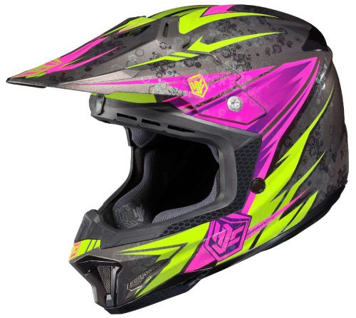 Hjc cl-x7 pop-n-lock mc8 motocross mx helmet pink yellow grey