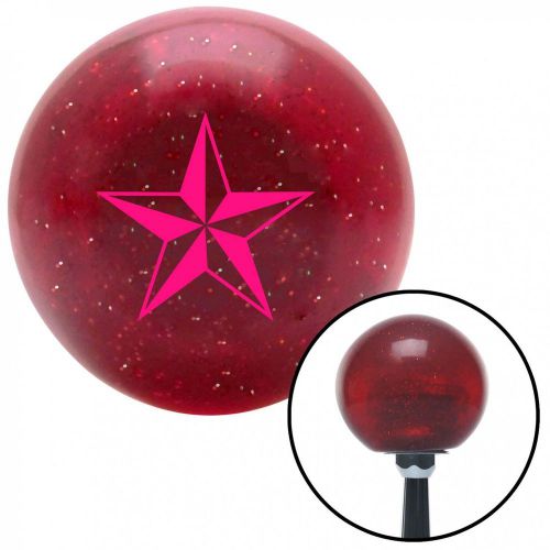 Pink 5 point 3-d star red metal flake shift knob with 16mm x 1.5 insertcustom