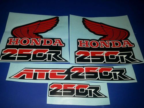 Honda atc 250r 4pc decal sticker emblem trx 0em black and red hrc trx 250r tank
